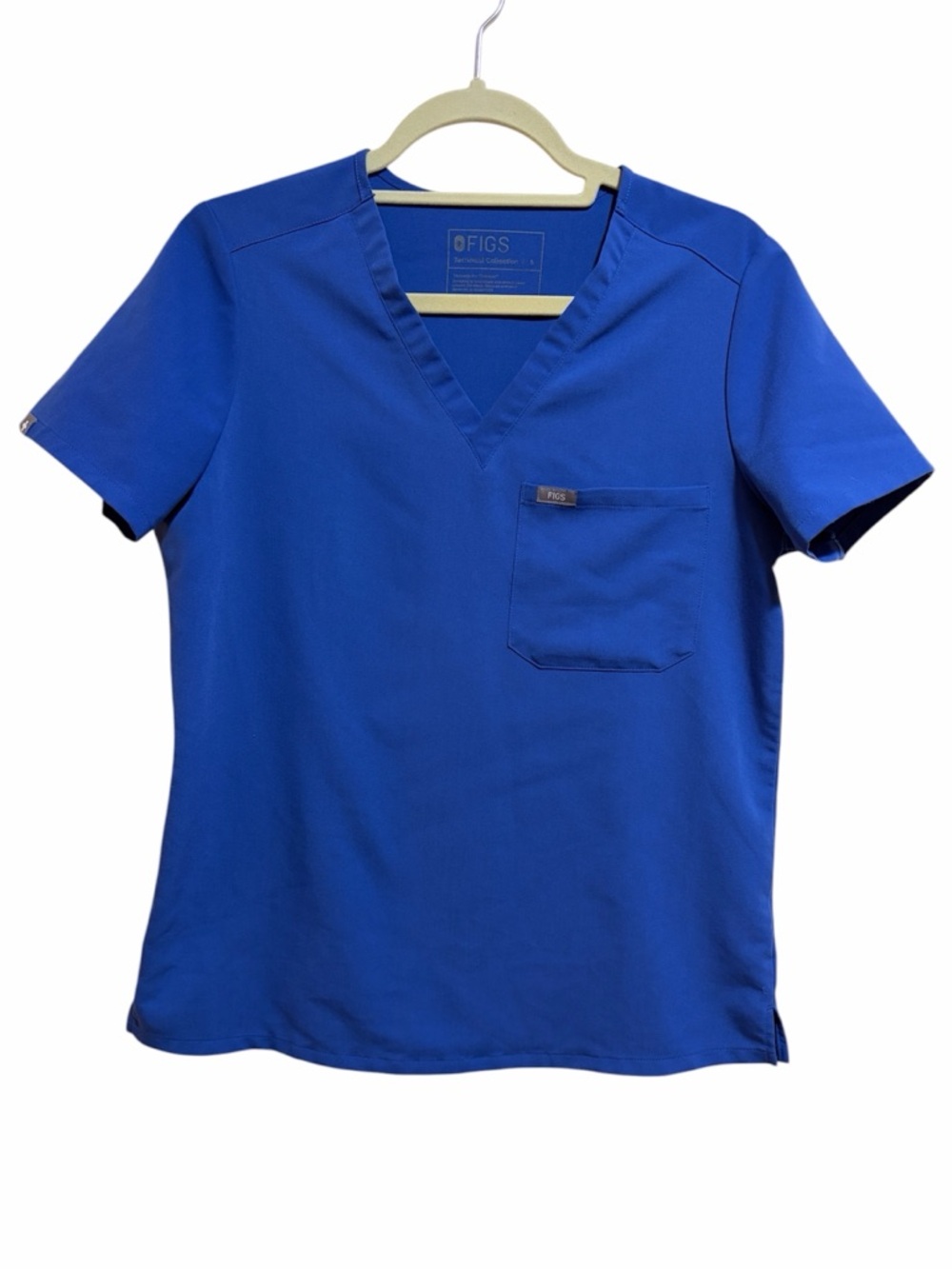 Figs Technical Collection Catarina One Pocket Scrub Top Denim Blue Size Small
